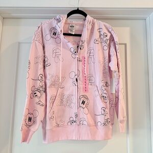 NWT-Disney Light Pink Mickey Mouse Embroidered Hoodie/Jacket SZ S